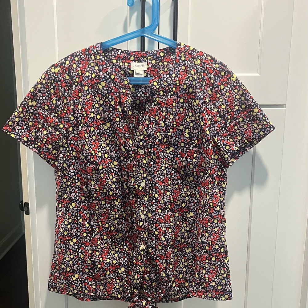 J. Crew Women's Floral Blouse - Red and Yellow